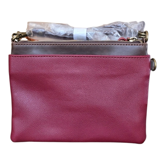 Chala Chevron Cross Burgundy Vegan Leather Mini Crossbody Bag - Picture 2 of 15